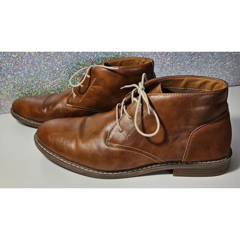 Arizona Jeans Co. Mens Brown Leather Gleeson Chukka Boots Lace Up Ankle Size 12M